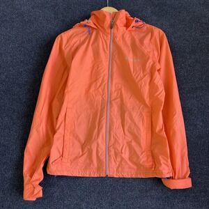 Columbia Jacket Womens Medium Orange Hooded Full Zip Lightweight Windbreaker